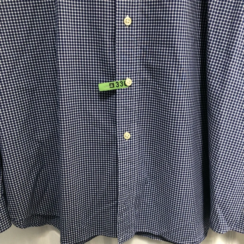 Polo Ralph Lauren Button Shirt Blue White Gingham Plaid Mens Red Pony XL Cotton